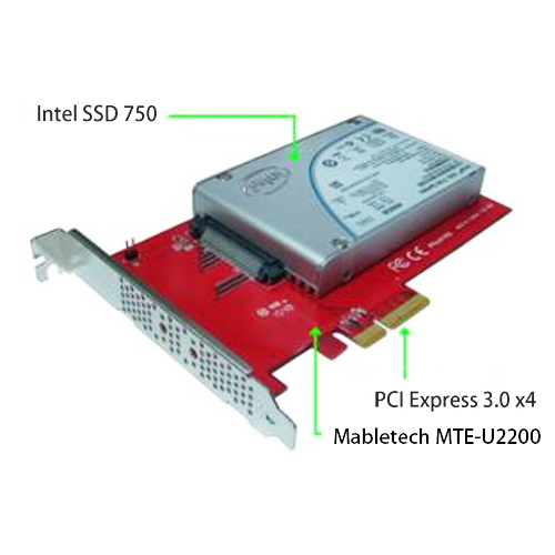 MTE-U2200 2.5&rdquo; NVMe U.2 SSD PCIe 3.0 x4 Carrier Adapter